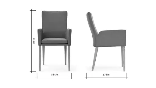 Armlehnstuhl Tuma - Leder, Graubraun