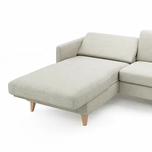 Ecksofa Arima - Longchair links mit 2,5-Sitzer inkl. Relaxfunktion und Sitzvorzug (motorisch), Stoff, Creme