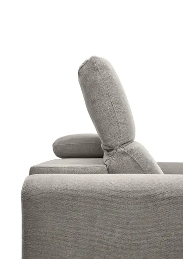 Ecksofa MINAO - 1,5-Sitzer mit Longchair rechts, Sitztiefe verstellbar motorisch, Kopfteil verstellbar, Stoff, Truffle
