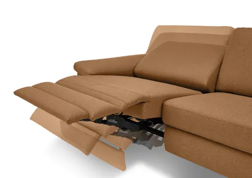 Sofa CALM PLUS 2.0 - 3-Sitzer, Relaxfunktion teilmotorisch, Stoff, Rotbraun