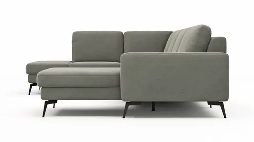 Wohnlandschaft Enna - Ecke links, 2,5-Sitzer, Longchair rechts, Stoff, Grau