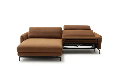 Ecksofa Enna - Longchair Links mit 1,75-Sitzer, inkl. motorischer Relaxfunktion, Stoff, Terracotta