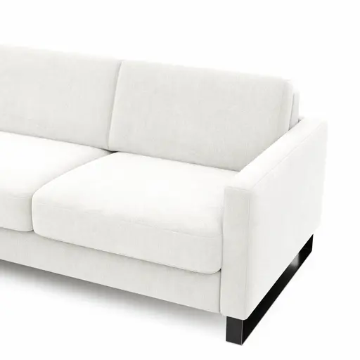 Schlafsofa Laredo - Longchair mit 2-Sitzer rechts inkl. Schlaffunktion mit Bettkasten, Stoff, Graubeige
