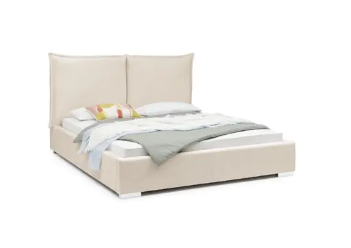 Bettgestell SANDRIN A- Liegefläche ca. 180x200 cm, Stoff, Creme, inkl. Lattenrost und Stauraum