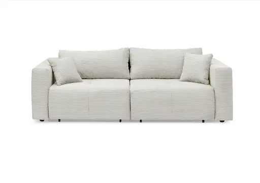 Megasofa Juless - Schlaffunktion mit Bettkasten, Cord, Hellgrau