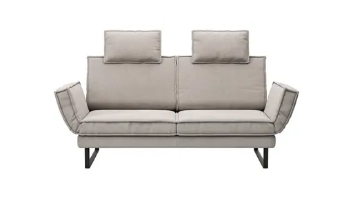 Sofa My - 2,5-Sitzer mit Rückenlehne/Armlehne verstellbar und Drehsitze inkl. Kopfstütze, Stoff, Hellgrau