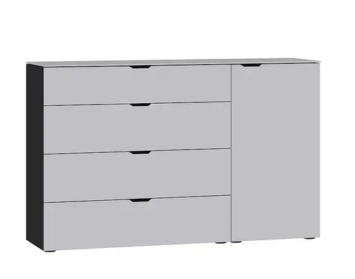 Kommode JOIN IT- Glas, Hellgrau, Matt, Schwarz