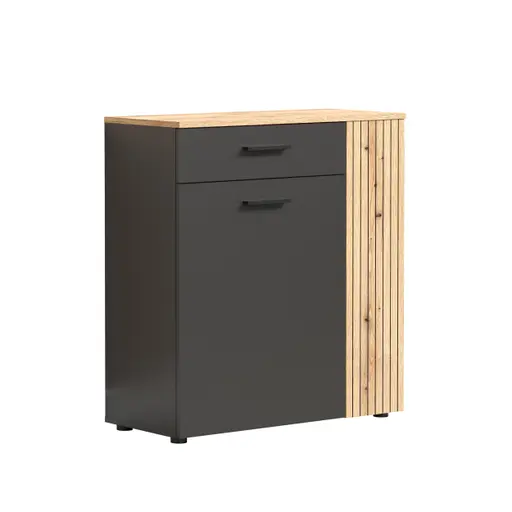 Kommode - B ca. 80 cm,  Anthrazit, Eiche Coast Evoke Nachbildung