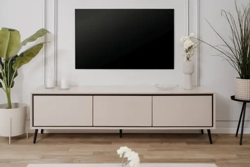 Lowboard - B ca. 175 cm, Sand, Schwarz