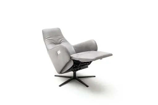 Sessel Noto Relax I - Rückenlehne und Fußteil verstellbar (motorisch), Leder, Eisengrau