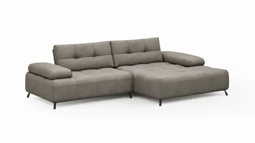 Ecksofa Comodo - 1,5-Sitzer, Longchair rechts, Leder, Taupe