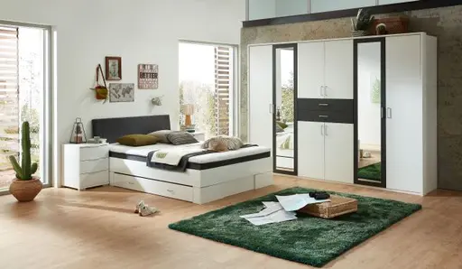 Drehtürenschrank- B ca. 270 cm, Weiß, Graphit