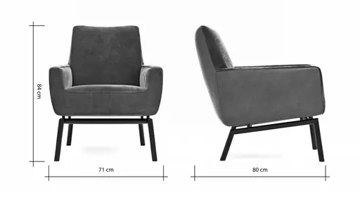 Sessel Matina - Größe M, Leder&Stoff, Dunkelbraun, Mauve