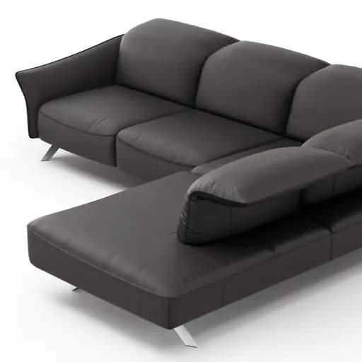 Ecksofa Bormio - 2,5-Sitzer mit Ecke rechts inklusive Relaxfunktion (motorisch), Leder, Schwarz