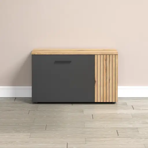 Sitzbank - B ca. 80 cm, Anthrazit, Eiche Coast Evoke Nachbildung