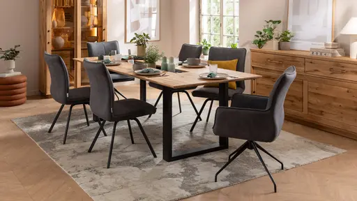 Armlehnstuhl Calyra - drehbar, Stoff, Anthrazit