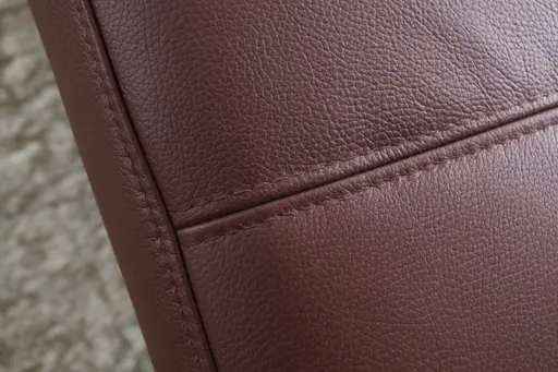 Ecksofa Arima - 2-Sitzer mit Longchair rechts, Leder, Weinbeere