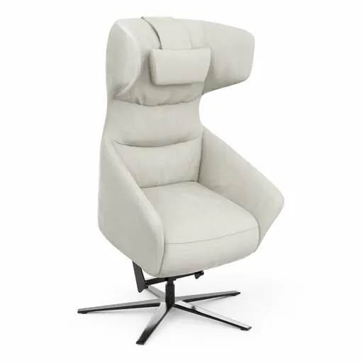 Drehsessel Houston Relax - Größe M, inkl. Relaxfunktion (motorisch), Aufstehhilfe und Kopfstütze, Stoff, Natur