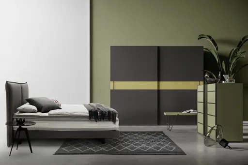 Schiebetürenschrank Loretto - B ca. 280 cm, Lack matt, Dunkelgrau