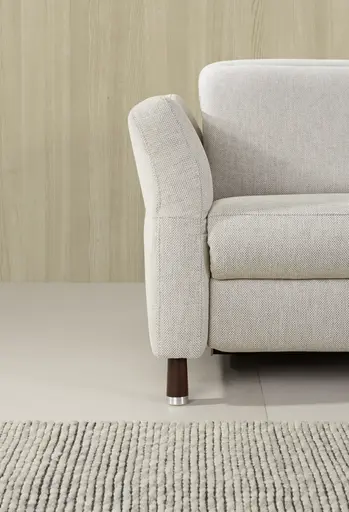 Ecksofa Rafaela - 2,5-Sitzer, Ecke rechts, Kopfteil verstellbar (manuell), Webstoff, Ecru