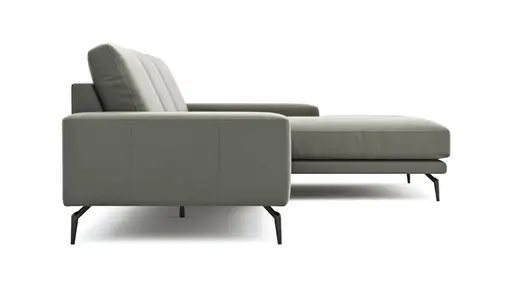 Ecksofa Redington - 2,5-Sitzer mit Longchair groß rechts, Leder, Grau