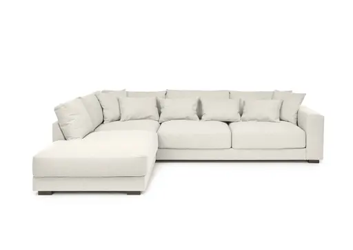 Ecksofa - Ecke links, 3-Sitzer, Stoff, Creme