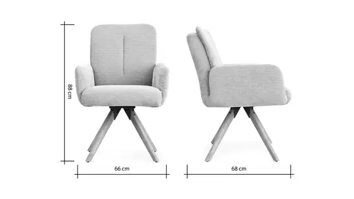 Armlehnstuhl Evania - Dreh und Relax-Funktion, niedriger Rücken, Stoff, Ecru