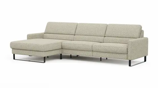 Ecksofa Valera - Longchair mit 3-Sitzer rechts inkl. Rückenlehne verstellbar, Stoff, Limone