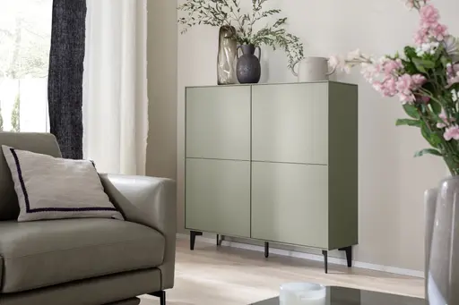 Highboard Casello - BHT ca. 120x127x37 cm, Lack Matt, Olivgrün