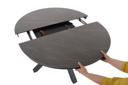 Esstisch MAIJA - ausziehbar, D ca. 120 cm, Keramik, Grau