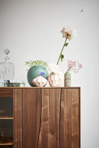 Highboard Mileto - Astnuss massiv, Natur geölt