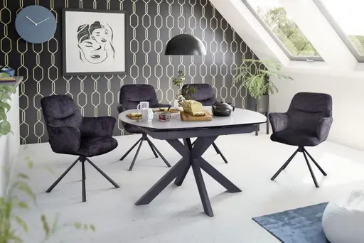 Esstisch MEGGIE - ausziehbar, LB ca. 130x100 cm, Keramik, Grau