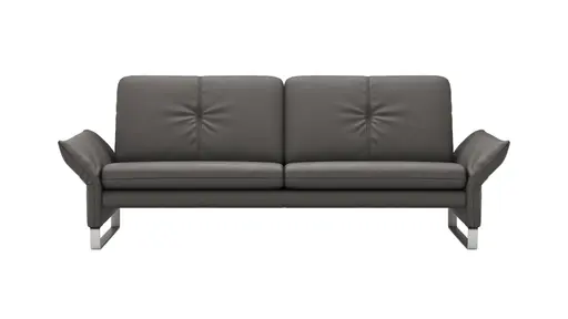 Sofa Tenero - 3-Sitzer inkl. Armlehne verstellbar, Leder, Anthrazit