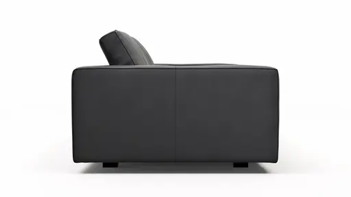 Sofa Aprino 1 - 3,5-Sitzer L, Dickleder, Schwarz, Armlehne Block breit