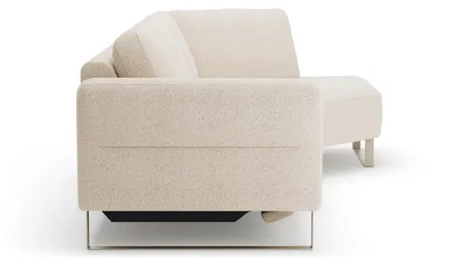 Ecksofa Leona - 2,5-Sitzer mit Ecke rechts inkl. Relaxfunktion motorisch, Stoff, Creme 