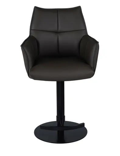 Barhocker MELE - drehbar, höhenverstellbar, Leder, Dunkelbraun