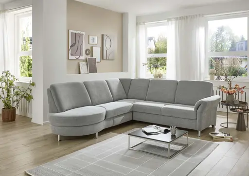 Ecksofa - Ecke links und 2,5-Sitzer, Drehsitz, Stoff, Silbergrau
