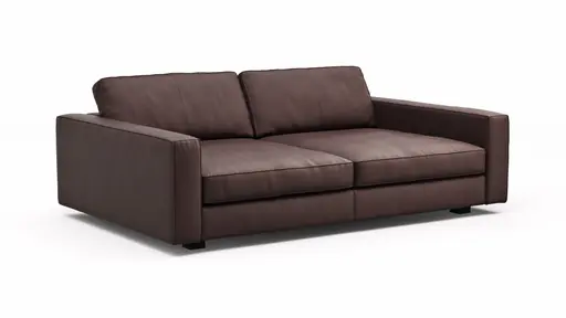 Sofa Aprino 2 - 3,5-Sitzer XXL, Dickleder, Dunkelbraun , Armlehne Block schmal