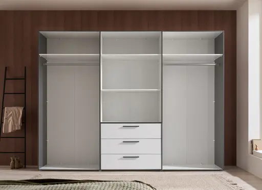 Drehtürenschrank- B ca. 270 cm, Graphit, Weiß