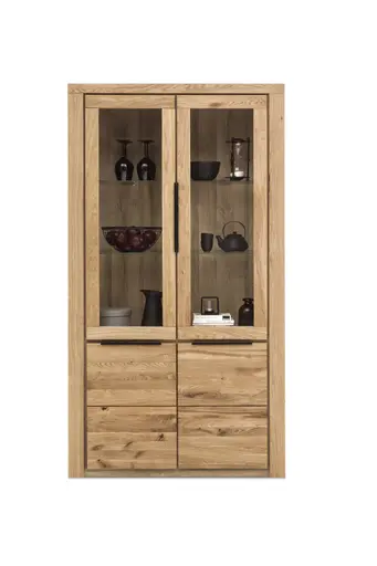 Vitrine - Eiche Dekor, Eiche Massiv, Geölt, Glas