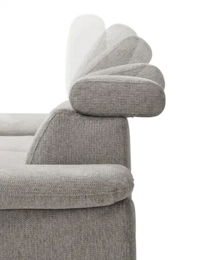 Ecksofa EZRA - Ecke links, 2-Sitzer inkl. Kopfteilverstellungen, Stoff, Taupe