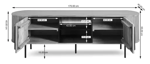 Lowboard - mit Beleuchtung, B ca. 175 cm, Akazie massiv