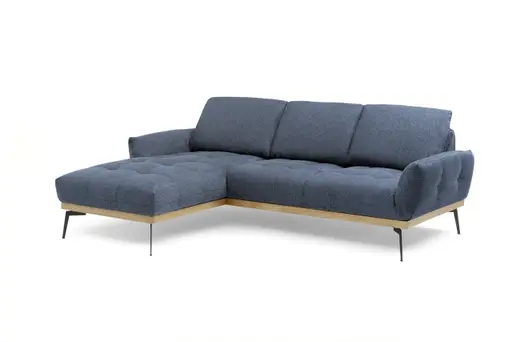 Ecksofa EDDIE - Ecke links, 2-Sitzer inkl. Rückenverstellungen, Stoff, Blau
