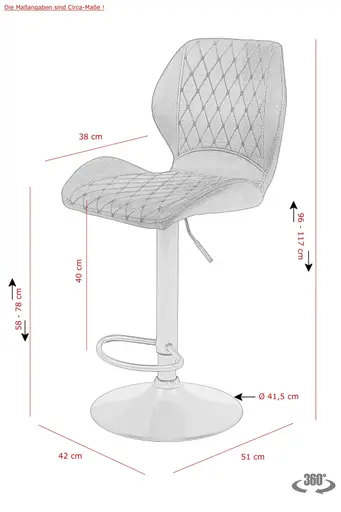 Barhocker Sonja H - höhenverstellbar, Stoff, Anthrazit