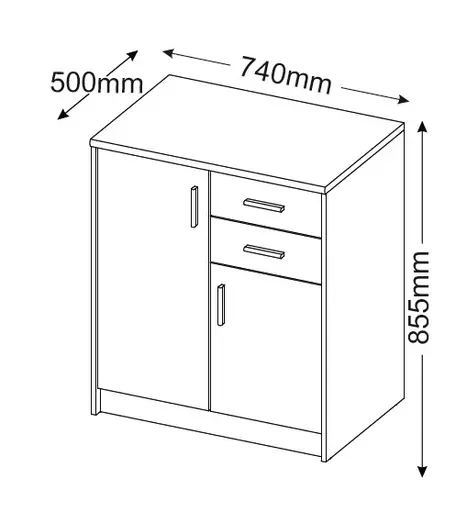 Kommode - B ca. 74 cm, Artisan Eiche Nachbildung, Kaschmir