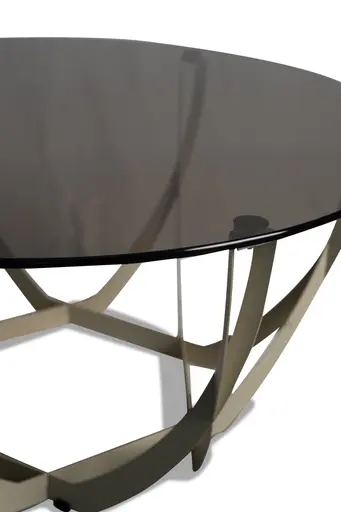 Couchtisch - Ø/H ca. 80x40 cm, Bronze, Cremeweiß