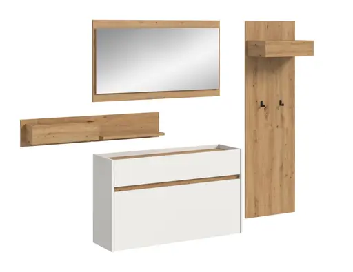 Garderobe - Weiß, Artisan Eiche Nachbildung
