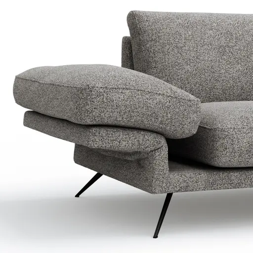 Ecksofa Valdemoro - 2,5-Sitzer mit Longchair rechts inkl. Rückenlehne verstellbar, Stoff, Grau