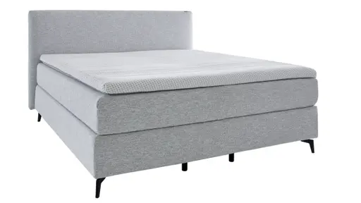 Boxspringbett Delia - Liegefläche ca. 180x200 cm, Stoff, Ecru