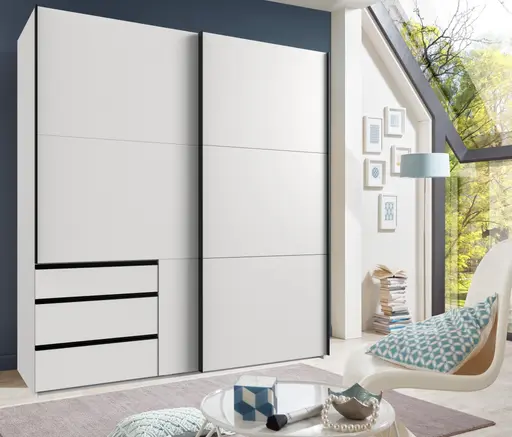 Schwebetürenschrank- B ca. 200 cm, Weiß